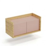 Comò modulare Mobius 2D in legno naturale/rosa - H36 cm