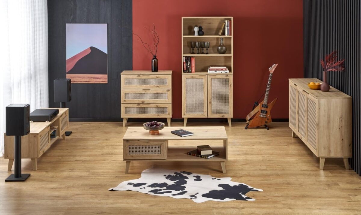 Credenza Borneo REG-1 in rovere castagno/nero - L80 cm - immagine 4