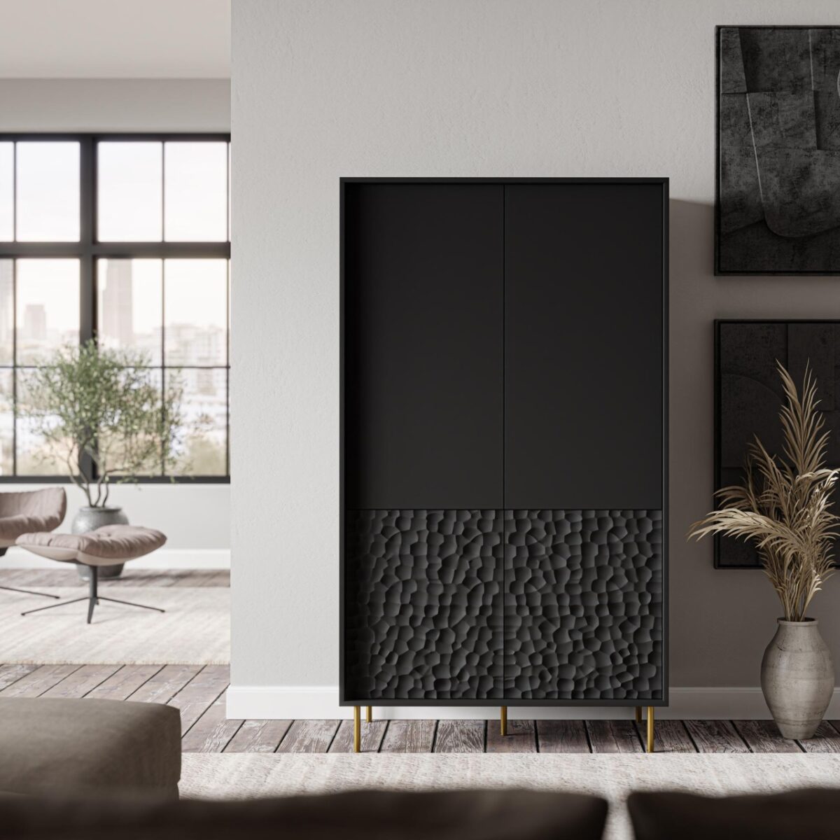 Armadio Bullet S-1 in nero/oro - L90 cm - immagine 3