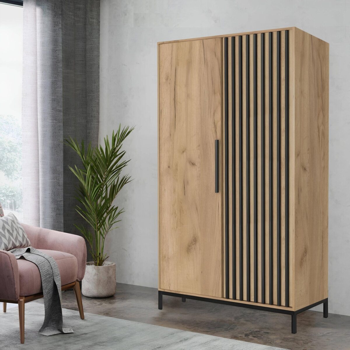 Armadio Lamino S-1 in rovere artigianale/nero - immagine 2