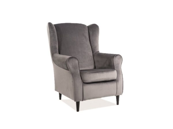 Poltrona Baron in velluto grigio - Blu14/wenge