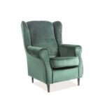 Poltrona Baron in velluto verde - Blu78/wenge