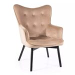 Poltrona Carmen in velluto beige - Blu28/nero opaco