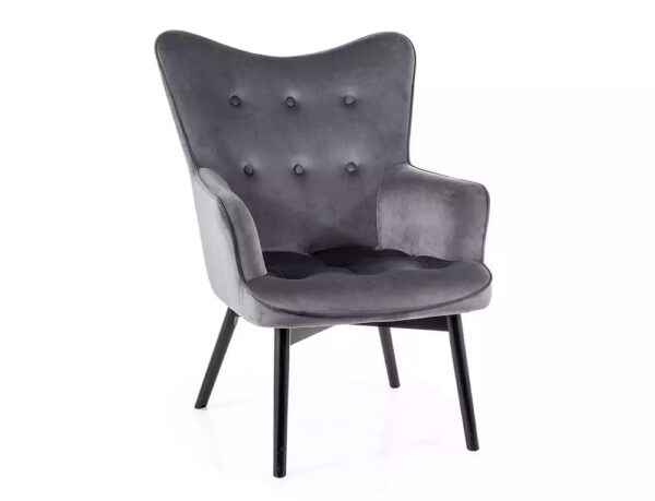 Poltrona Carmen in velluto grigio - Blu14/nero opaco