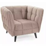 Poltrona Castello 1 in velluto beige - Blu28/wenge
