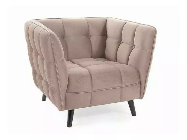 Poltrona Castello 1 in velluto beige - Blu28/wenge