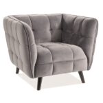 Poltrona Castello 1 in velluto grigio - Blu14/wenge