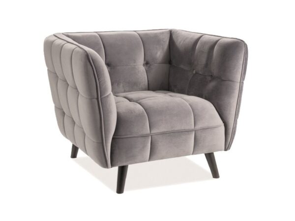 Poltrona Castello 1 in velluto grigio - Blu14/wenge
