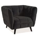Poltrona Castello 1 in velluto nero - Blu19/wenge