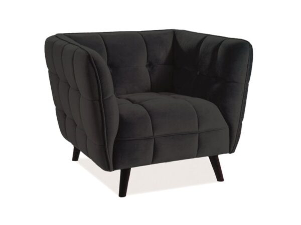Poltrona Castello 1 in velluto nero - Blu19/wenge