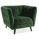 Poltrona Castello 1 in velluto verde - Blu78/wenge