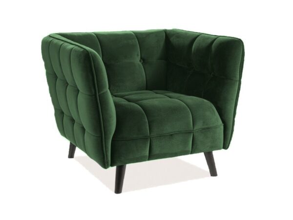Poltrona Castello 1 in velluto verde - Blu78/wenge