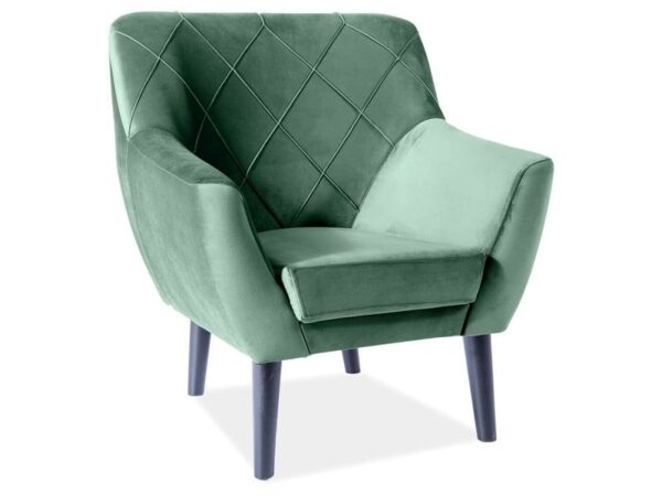 Poltrona in velluto Kier 1 velluto verde Blu78/wenge