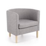 Poltrona Clubby in tessuto grigio/legno naturale - H64 cm