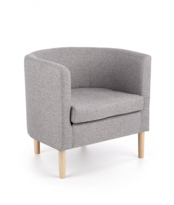 Poltrona Clubby in tessuto grigio/legno naturale - H64 cm