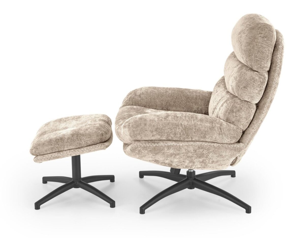Poltrona Dario + sgabello in tessuto beige - H100 cm - immagine 7