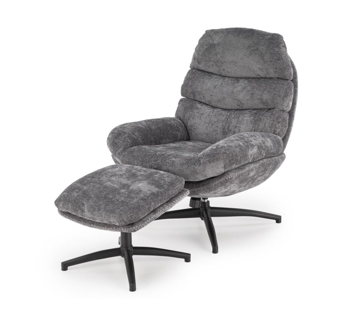 Poltrona Dario + sgabello in tessuto grigio - H100 cm - immagine 9