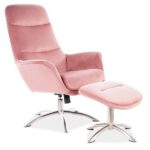 Poltrona reclinabile Nixon in velluto rosa - H110