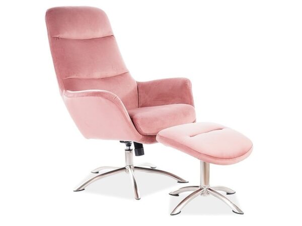 Poltrona reclinabile Nixon in velluto rosa - H110
