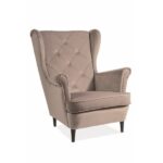 Poltrona Lady in velluto beige Blu28/wenge