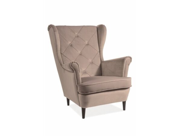 Poltrona Lady in velluto beige Blu28/wenge