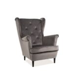 Poltrona Lady in velluto grigio Blu14/wenge