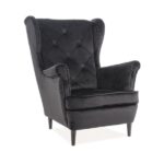 Poltrona Lady in velluto nero Blu19/wenge