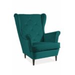 Poltrona Lady in velluto verde Blu78/wenge