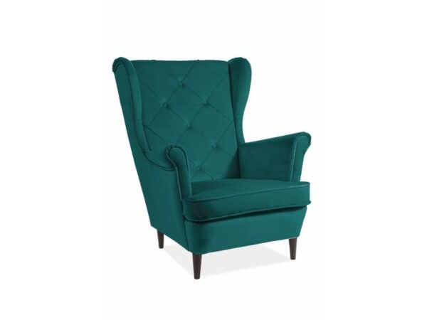 Poltrona Lady in velluto verde Blu78/wenge