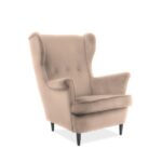 Poltrona Lord in velluto beige - Blu28/wenge