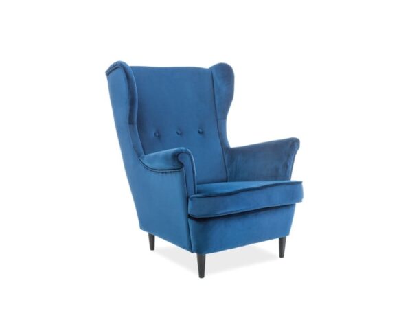 Poltrona Lord in velluto blu navy Blu86/wenge