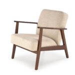 Poltrona Milano 1S in tessuto beige - Castel 15/ noce scuro