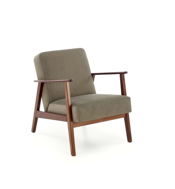 Poltrona Milano 1S in tessuto oliva - Castel 39/ noce scuro
