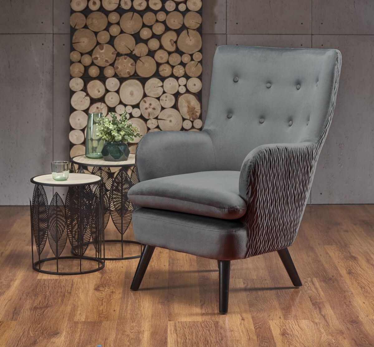Poltrona Ravel in velluto grigio - H100 cm - immagine 12