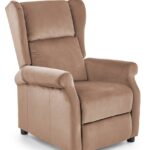 Poltrona reclinabile Agustin 2 in velluto beige - H107 cm