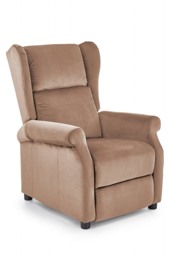 Poltrona reclinabile Agustin 2 in velluto beige - H107 cm