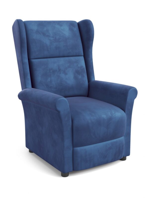 Poltrona reclinabile Agustin 2 in velluto blu navy - H107 cm