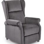 Poltrona reclinabile Agustin 2 in velluto grigio - H107 cm
