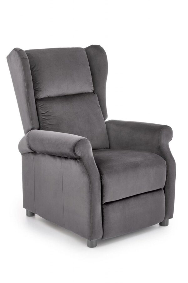 Poltrona reclinabile Agustin 2 in velluto grigio - H107 cm