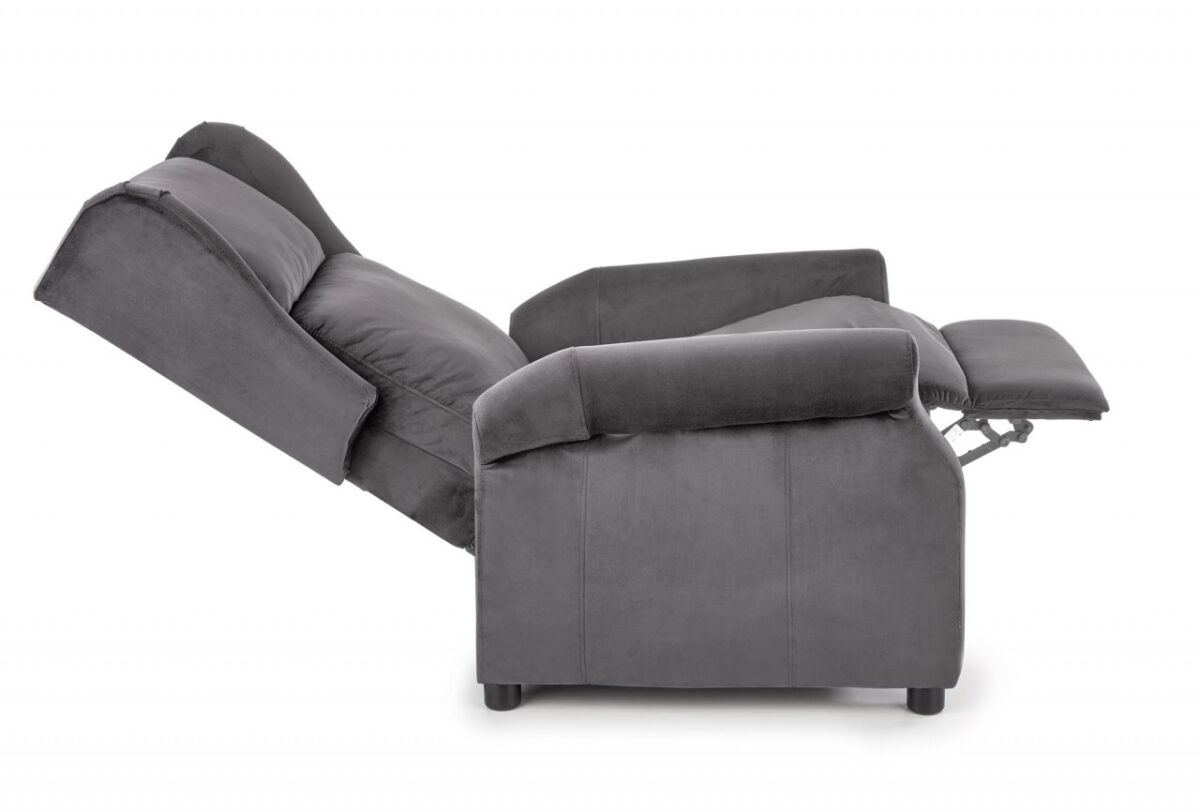 Poltrona reclinabile Agustin 2 in velluto grigio - H107 cm - immagine 4