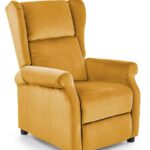 Poltrona reclinabile Agustin 2 in velluto senape - H107 cm