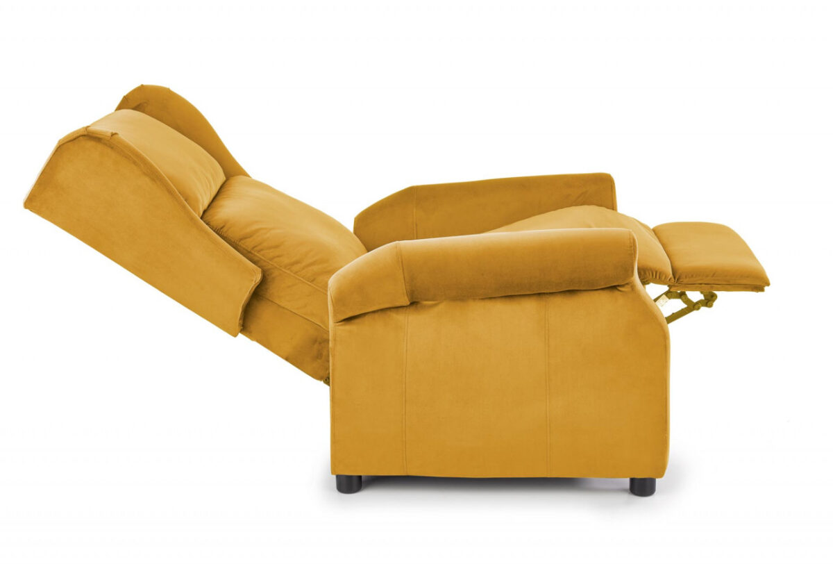 Poltrona reclinabile Agustin 2 in velluto senape - H107 cm - immagine 5