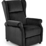 Poltrona reclinabile Agustin 2 in velluto nero - H107 cm