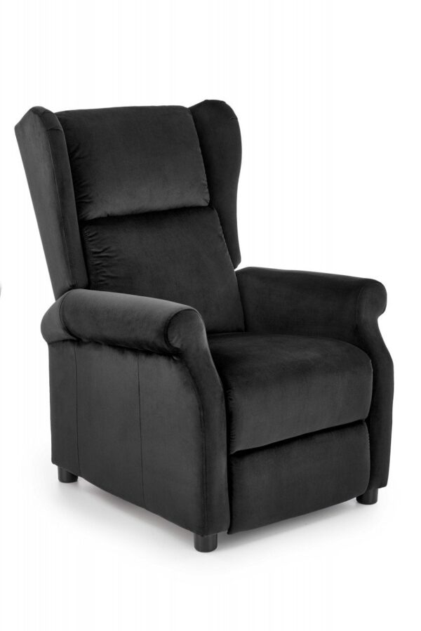 Poltrona reclinabile Agustin 2 in velluto nero - H107 cm