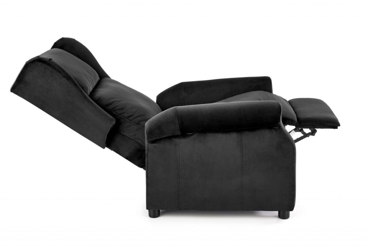 Poltrona reclinabile Agustin 2 in velluto nero - H107 cm - immagine 3