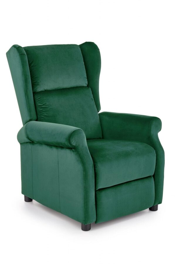 Poltrona reclinabile Agustin 2 in velluto verde - H107 cm