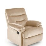 Poltrona reclinabile Drager in velluto beige - H105 cm