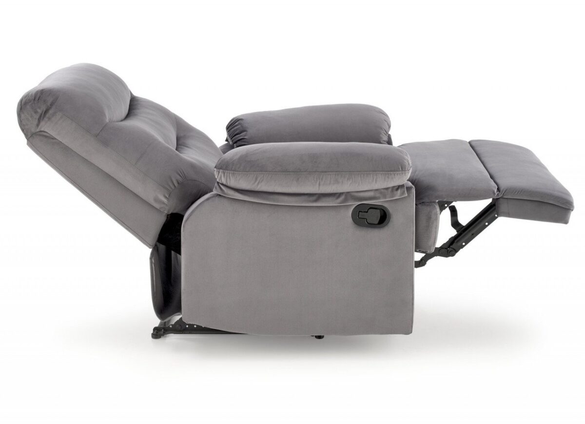Poltrona reclinabile Drager in velluto grigio - H105 cm - immagine 2