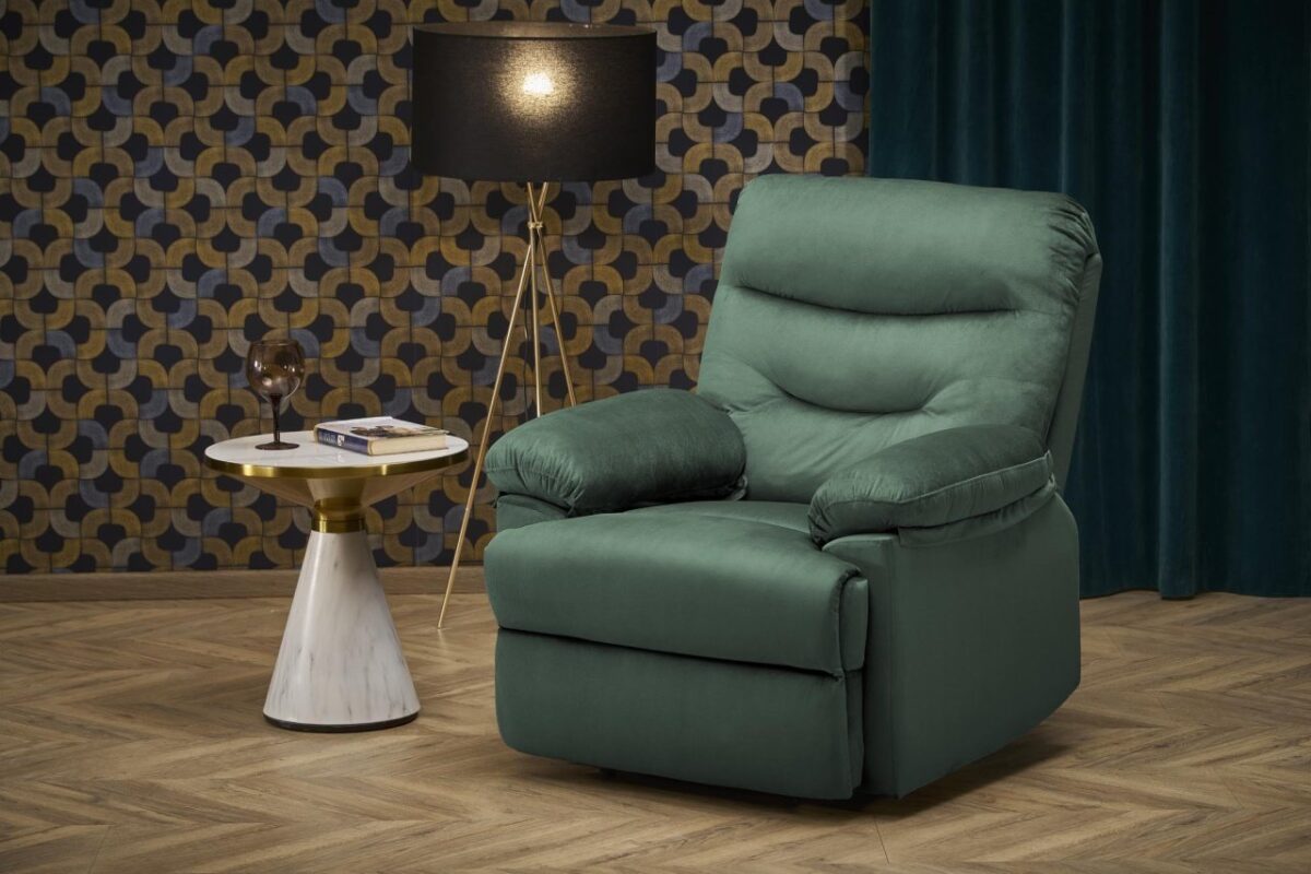Poltrona reclinabile Drager in velluto verde - H105 cm - immagine 5
