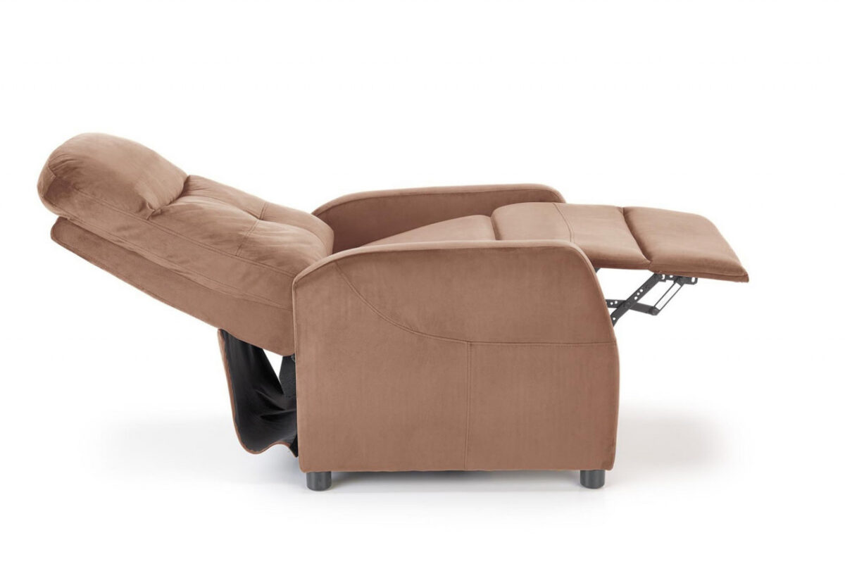 Poltrona reclinabile Felipe 2 in velluto beige - H103 cm - immagine 3
